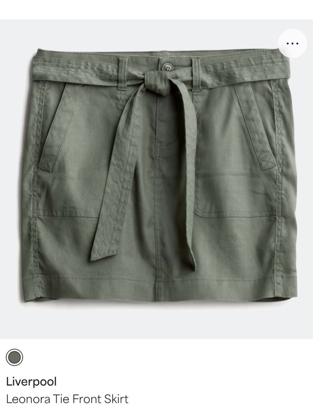 Liverpool Tie-Waist Mini Skirt in Olive
